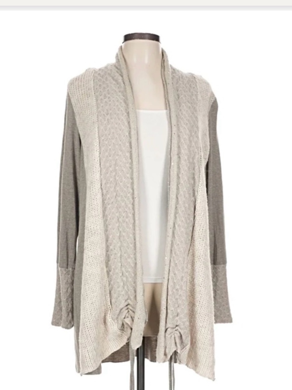 VENUS Cardigan Sweater Gray/Cream Knit